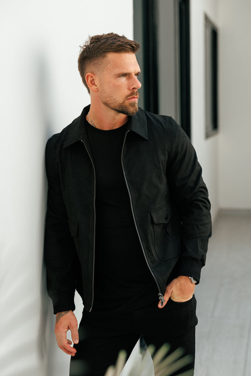 FS Suede Feel Black Bomber Jacket - FSN227