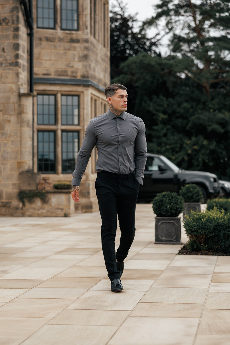 Father Sons Muscle Fit Advanced Stretch Charcoal with Cutaway Collar  - FS1202