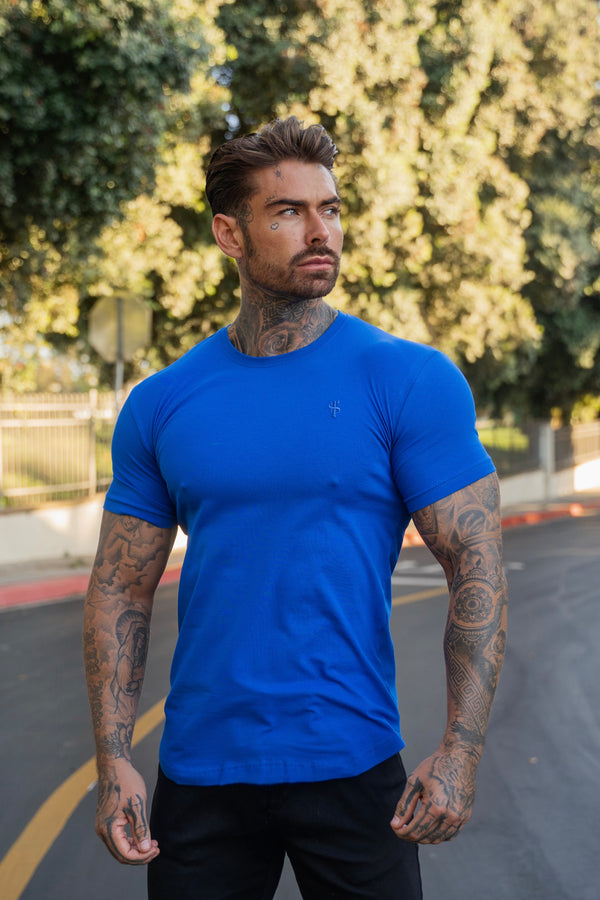 Father Sons Classic Royal Blue Curved Hem Crew T Shirt - FSH1154