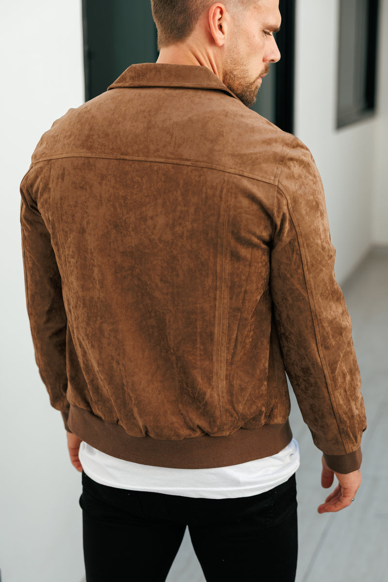 FS Suede Feel Light Brown Bomber Jacket - FSN229