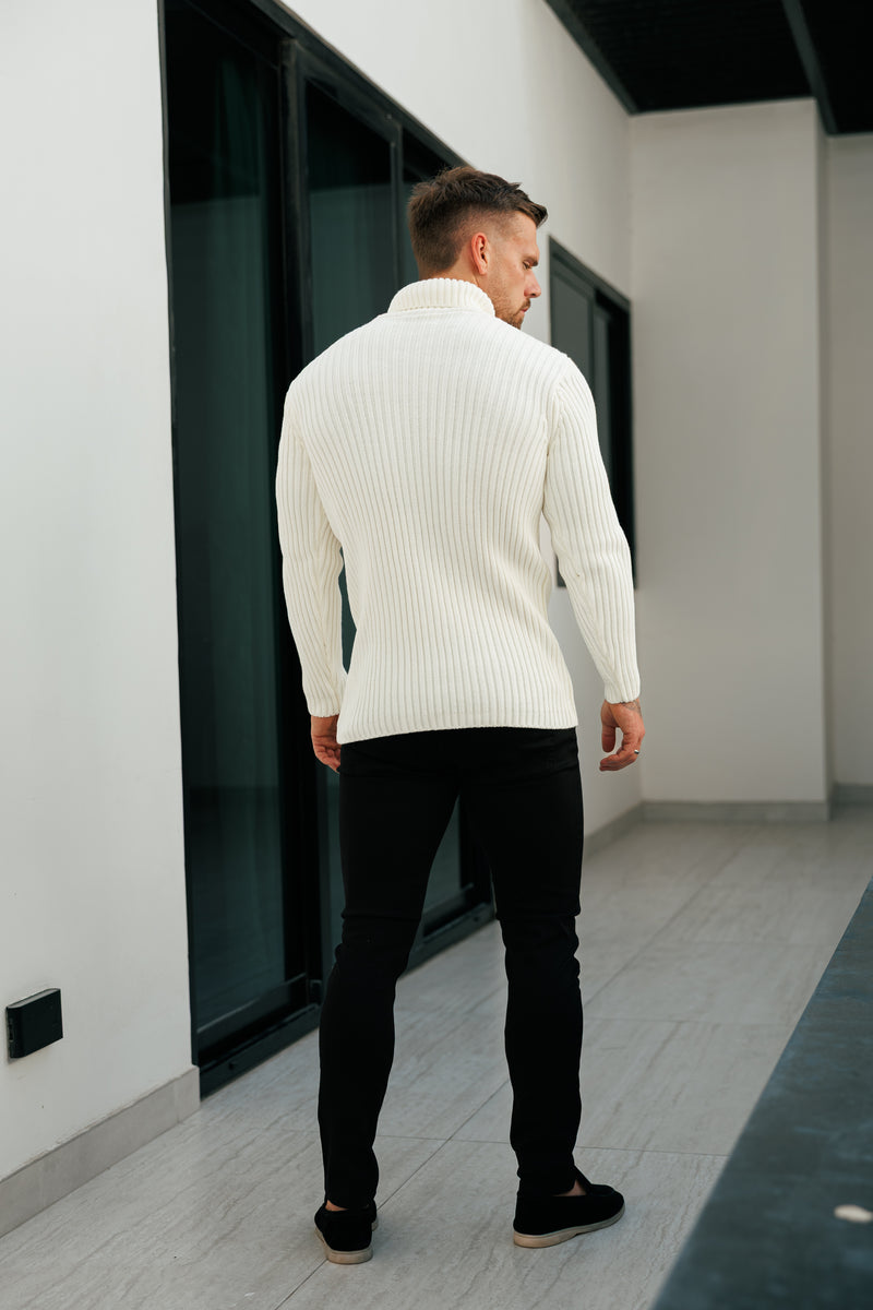 Father Sons Ribbed Knit Cream Roll Neck Jumper - FSJ114 (PRE ORDER 12TH NOVEMBER)
