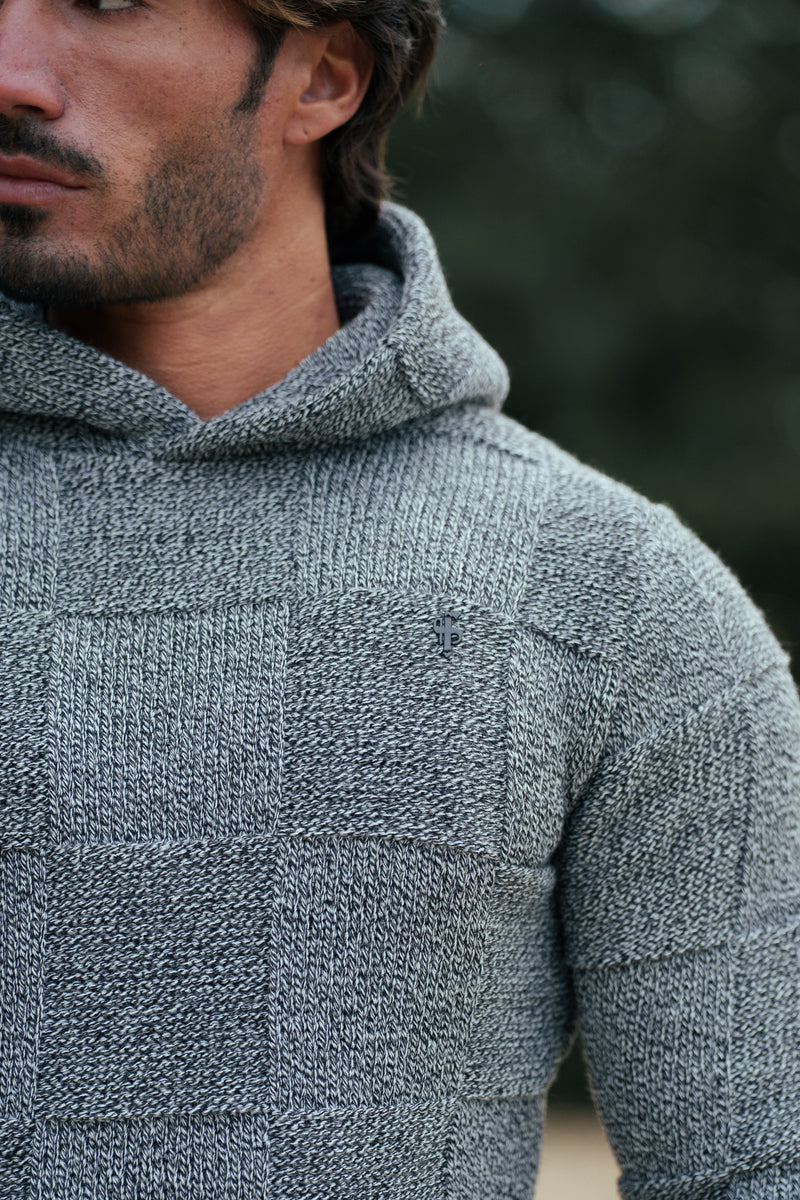 Father Sons Black / White Two Tone Checkerboard Knitted Hoodie - FSJ134 (PRE ORDER 11TH DECEMBER)