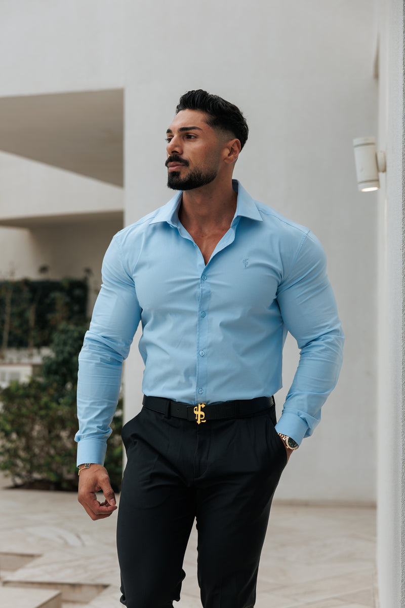 Father Sons Muscle Fit Advanced Stretch Light Blue with Cutaway Collar  - FS1165