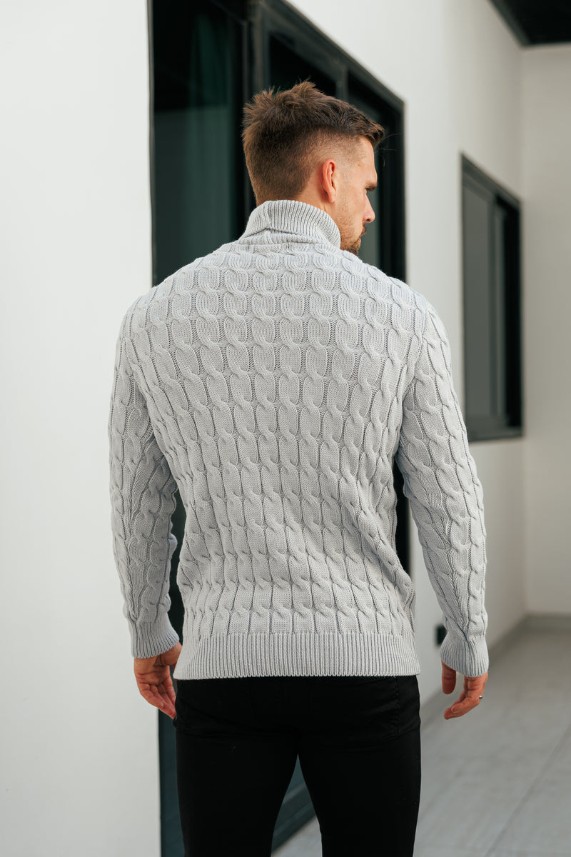 Father Sons Link Weave Knit Cop Grey Roll Neck Jumper - FSJ104 (PRE ORDER 12TH NOVEMBER)