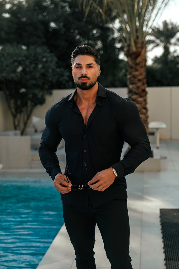 Father Sons Ultra Stretch Compression Shirt Long Sleeve Black - FS1234