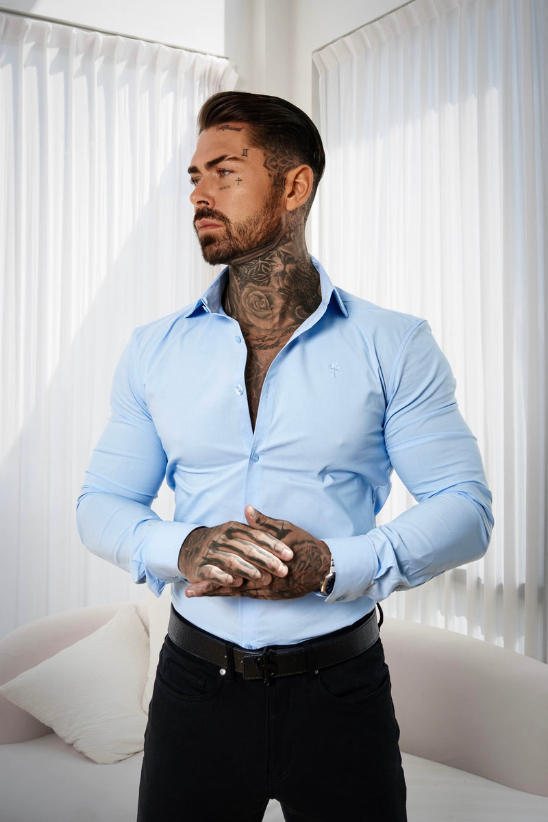Father Sons Muscle Fit Advanced Stretch Powder Blue with Cutaway Collar  - FS1167