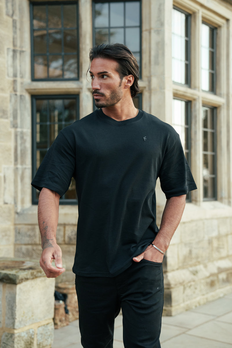 Father Sons Classic Black / Black Oversized Crew T Shirt - FSH1418