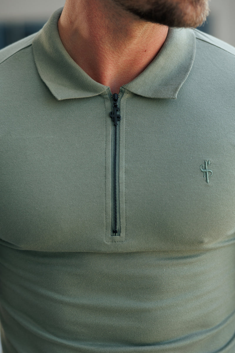 Father Sons Classic Olive and Black Zipped Polo Shirt - FSH1230 (PRE ORDER 30TH NOVEMBER)