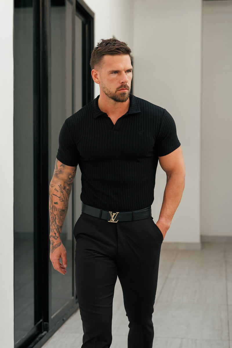 Father Sons Classic Black Ribbed Revere Short Sleeve - FSH1412 (PRE ORDER 18TH DECEMBER)