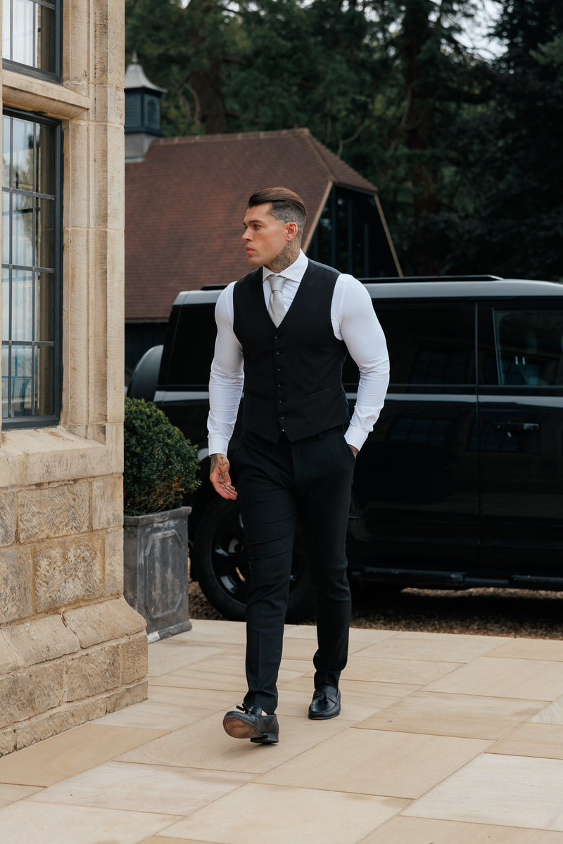 Father Sons Slim Formal Waistcoat Black - FSW010