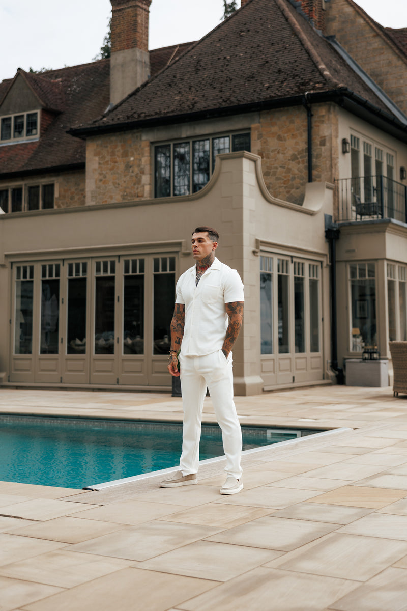 Father Sons Jersey Cord Relaxed White Trousers - FSR013