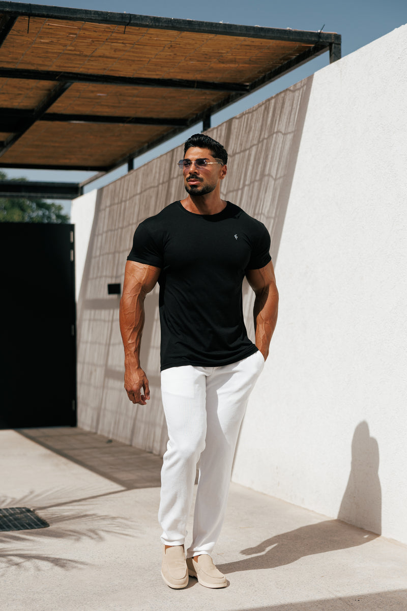 Father Sons Jersey Cord Relaxed White Trousers - FSR013