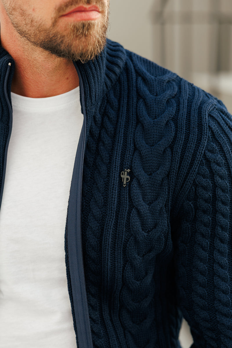 Father Sons Funnel Neck Full Zip Cardigan Dark Navy -  FSJ146 (PRE ORDER 21ST DECEMBER)