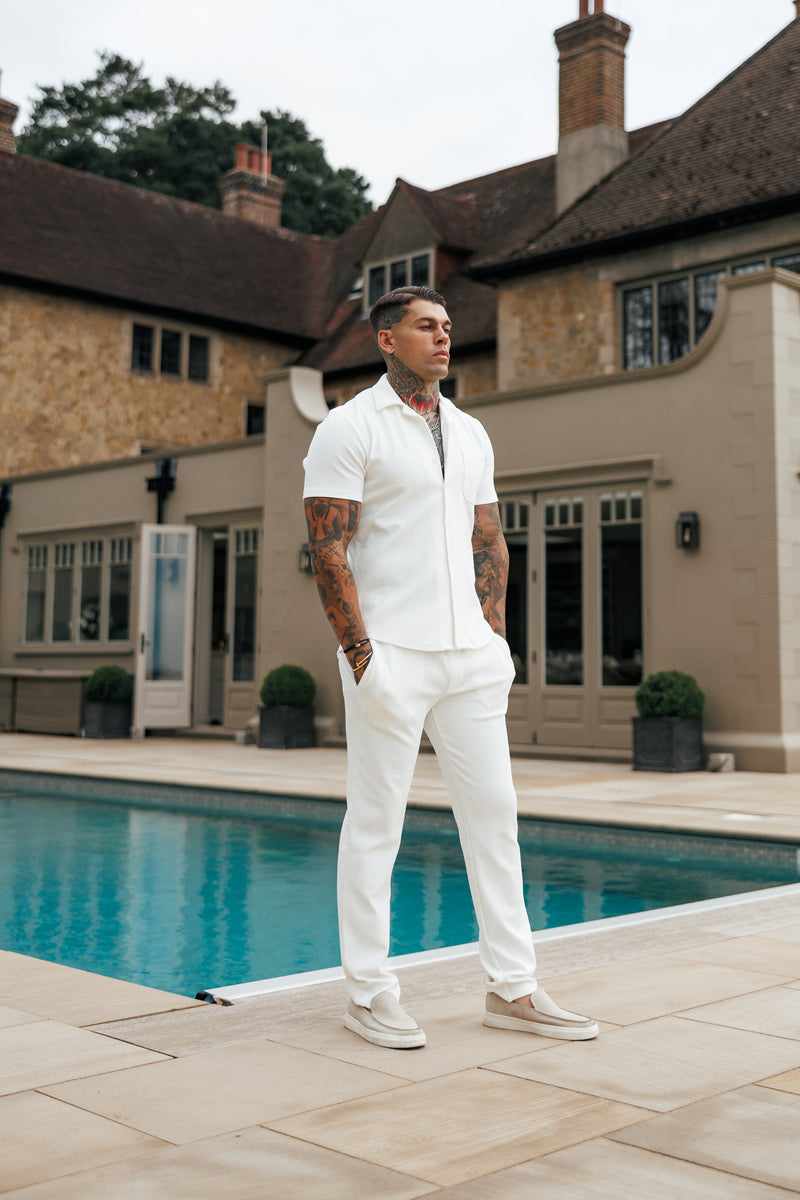 Father Sons Jersey Cord Stretch White Revere Shirt Short Sleeve - FSR017