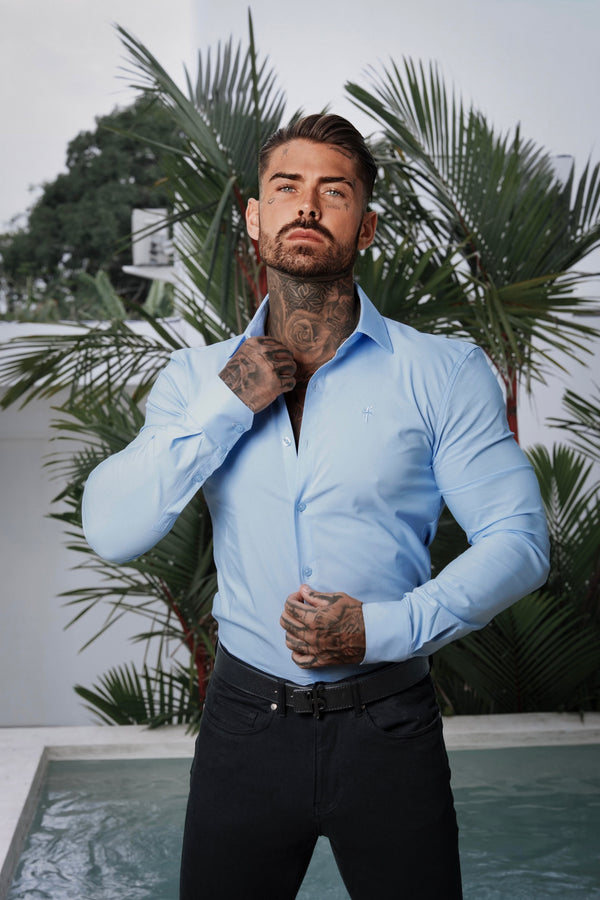 Father Sons Muscle Fit Advanced Stretch Powder Blue with Cutaway Collar  - FS1167