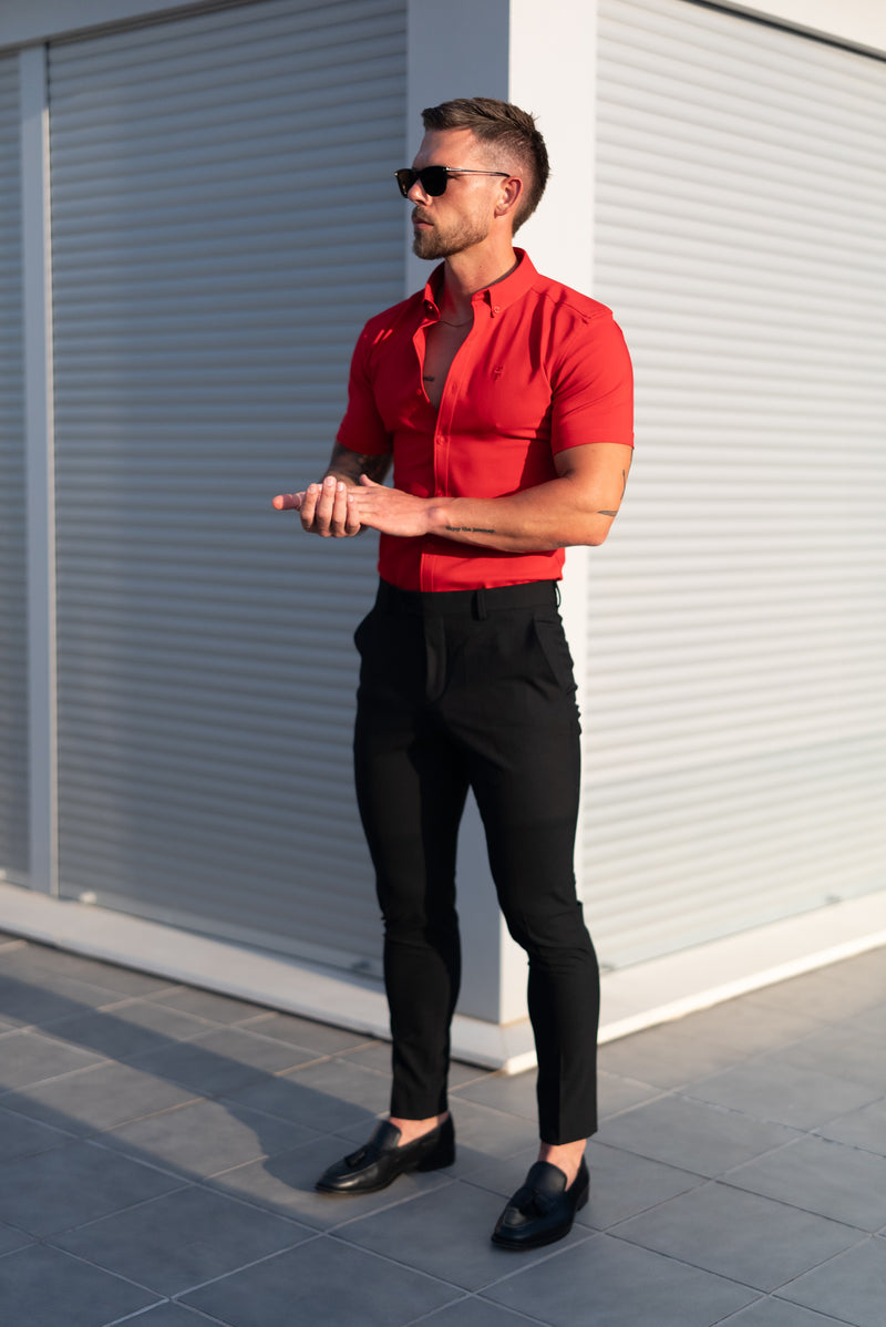 FS Super Slim SS Postbox Red Scuba with Button Down Collar - FS1189