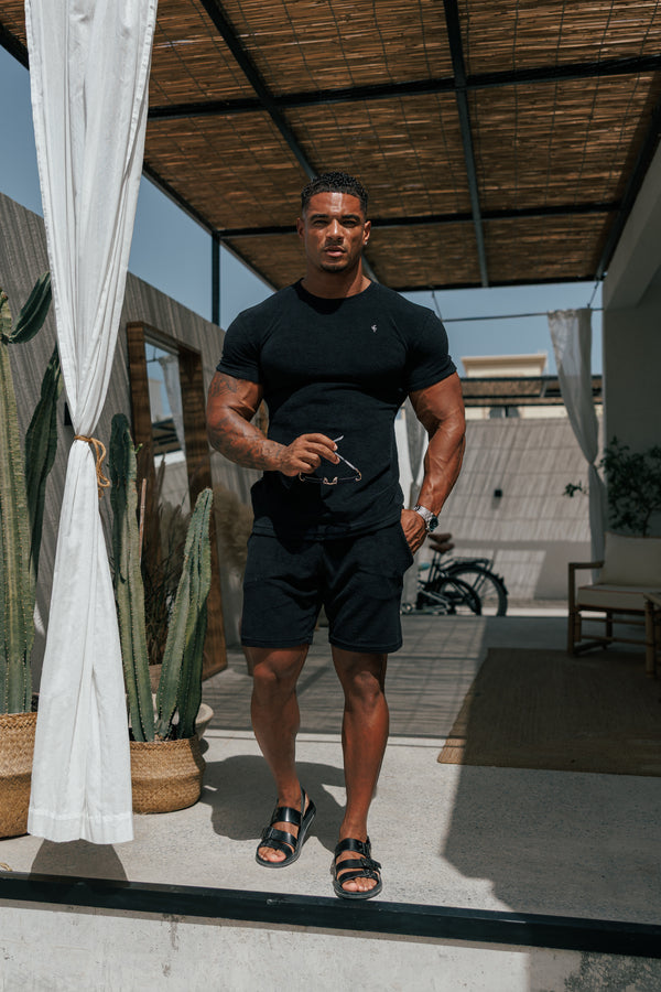 Father Sons Black Towelling Crew T Shirt - FSH816