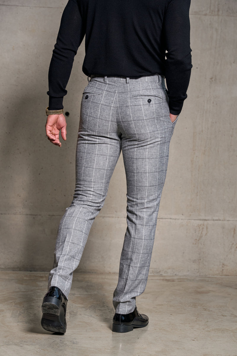 Father Sons Relaxed Formal Grey / White Check Trouser - FSTR013