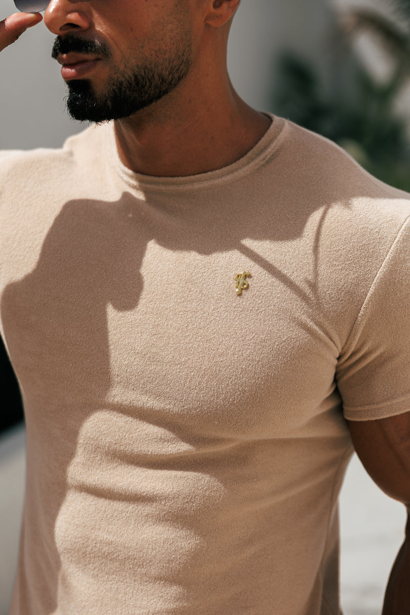 Father Sons Beige Towelling Crew T Shirt - FSTC662 (PRE ORDER 23RD MAY)