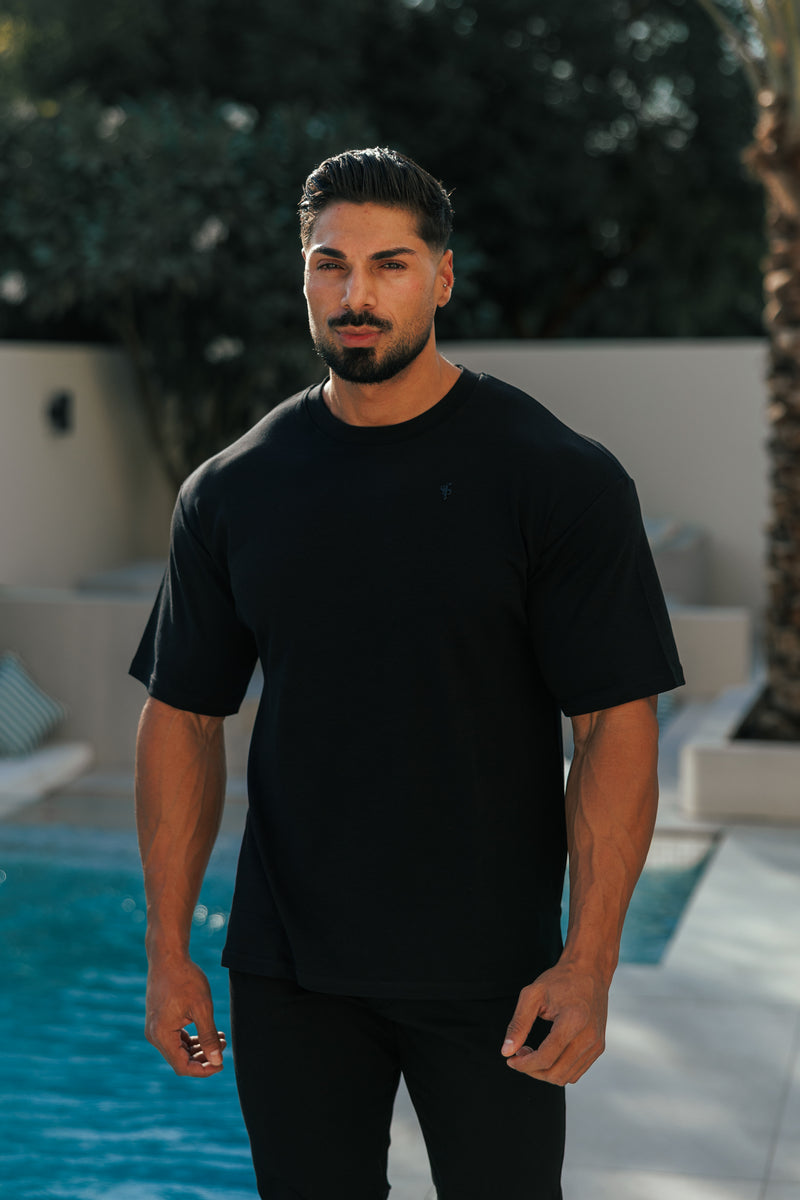 Father Sons Classic Black / Black Oversized Crew T Shirt - FSH1418