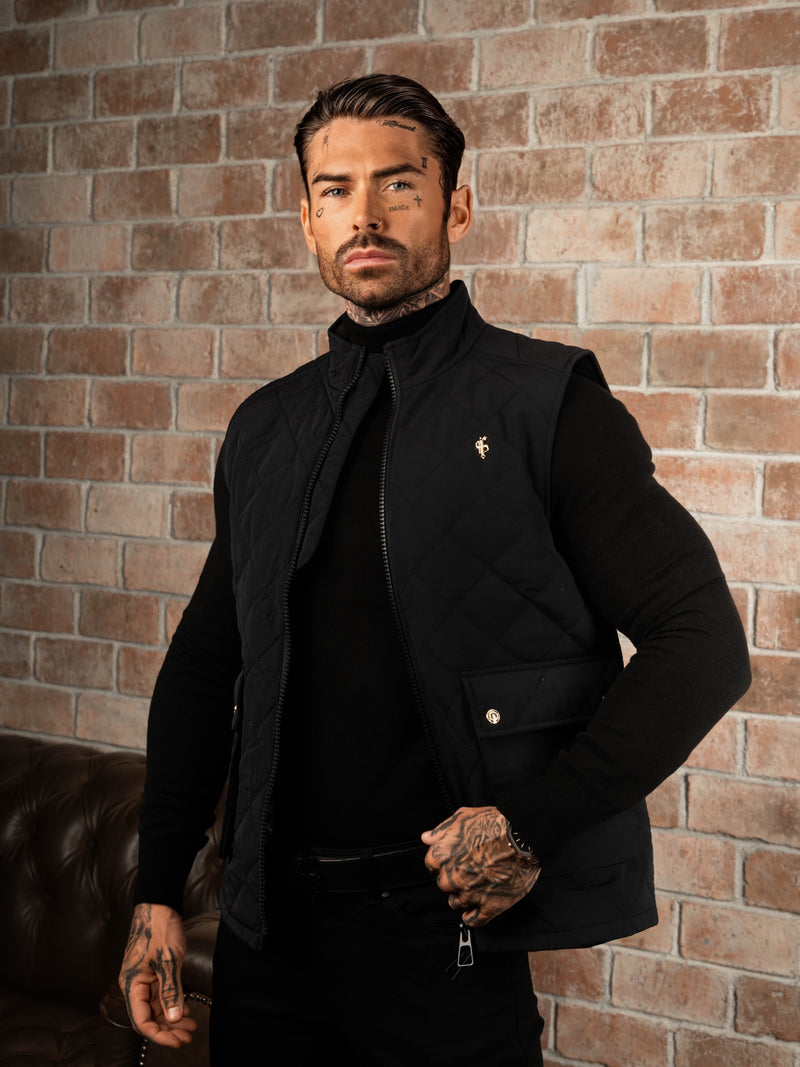 FS Black Padded Gilet With Front Pockets  - FSN209