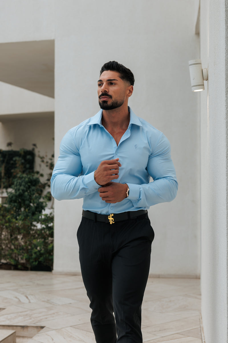 Father Sons Muscle Fit Advanced Stretch Powder Blue with Cutaway Collar  - FS1167