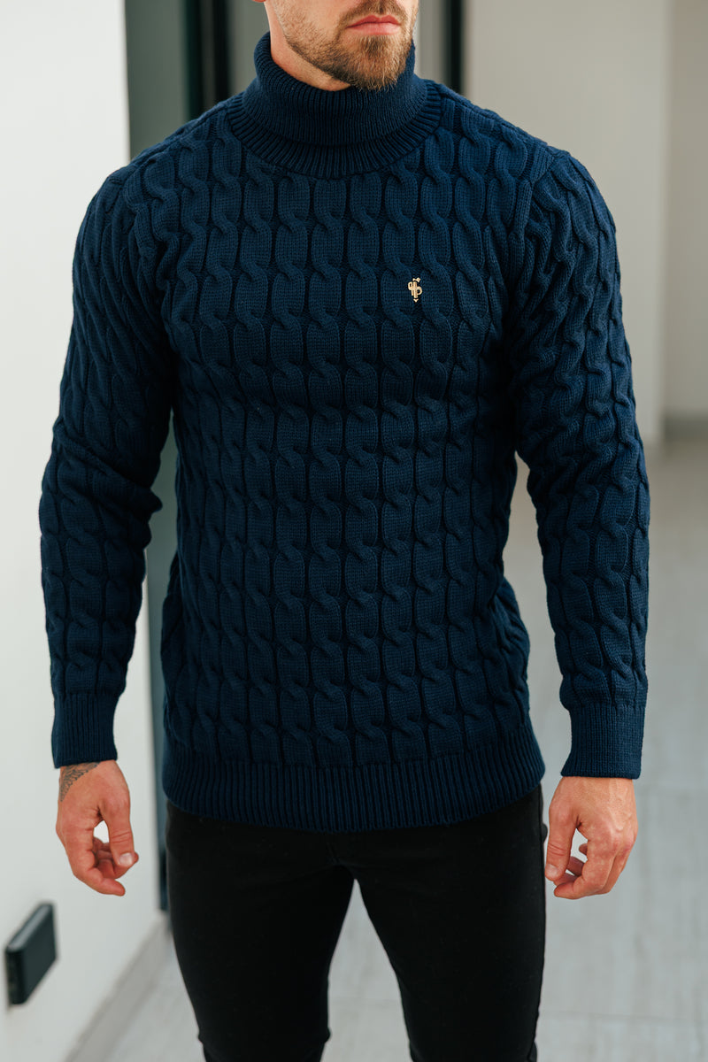 Father Sons Link Weave Knit Navy Roll Neck Jumper - FSJ103 (PRE ORDER 12TH NOVEMBER)