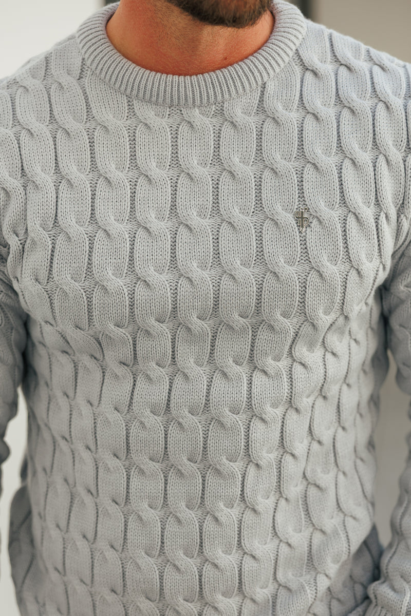 Father Sons Link Weave Knit Cop Grey Crew Neck Jumper - FSJ129