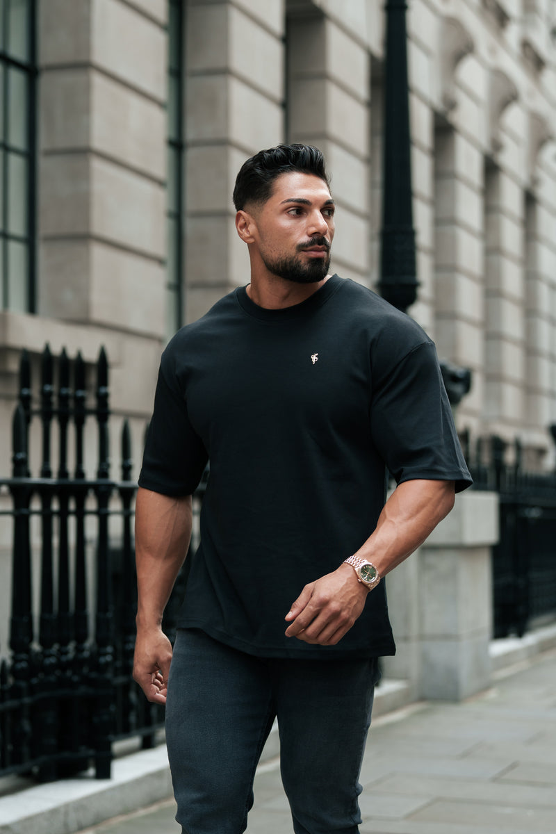 Father Sons Classic Black / Gold Oversized Crew T Shirt - FSH1373
