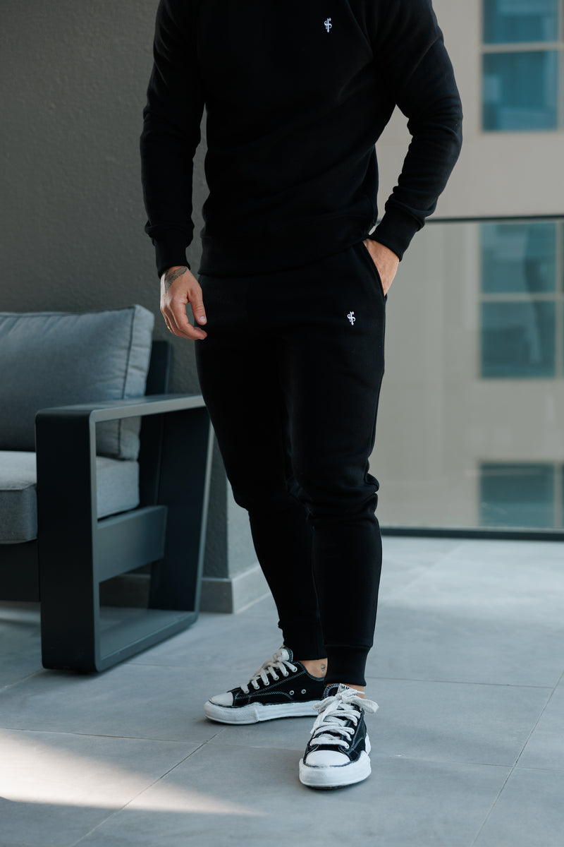 FS Plain Black Tracksuit Bottoms with FS Branding - FSH1195