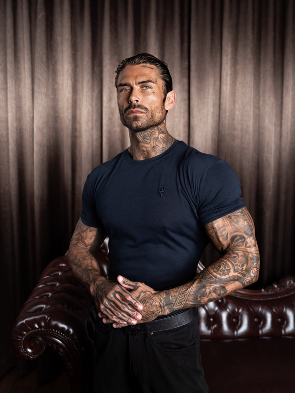 Father Sons Navy Bamboo Crew T Shirt - FSH579