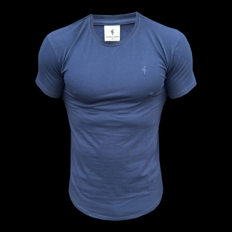 Father Sons Classic Navy Tonal Curved Hem Crew T Shirt - FSH1149