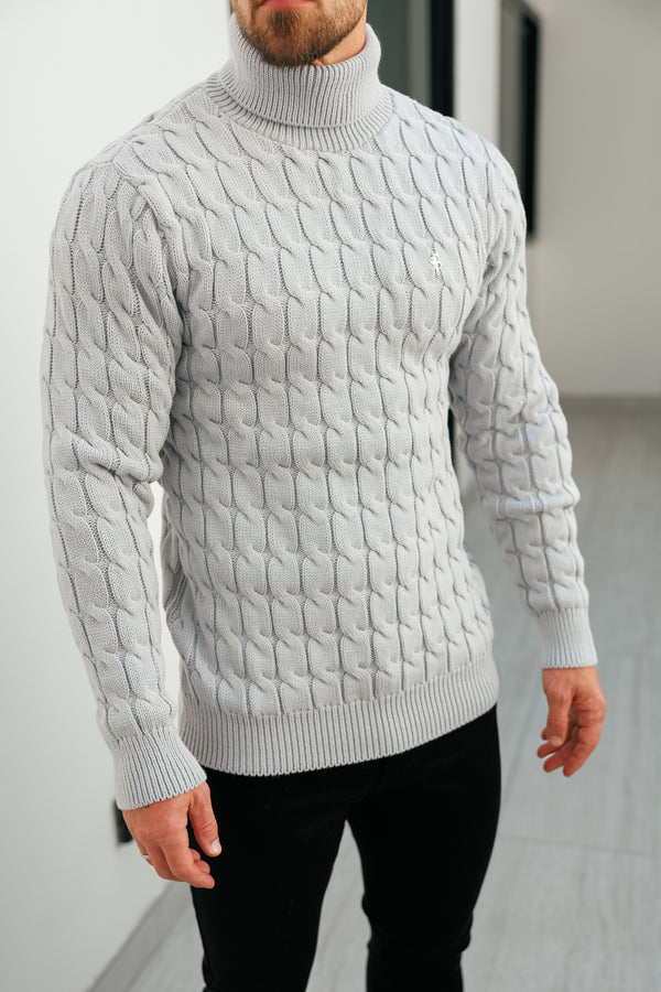 Father Sons Link Weave Knit Cop Grey Roll Neck Jumper - FSJ104 (PRE ORDER 12TH NOVEMBER)