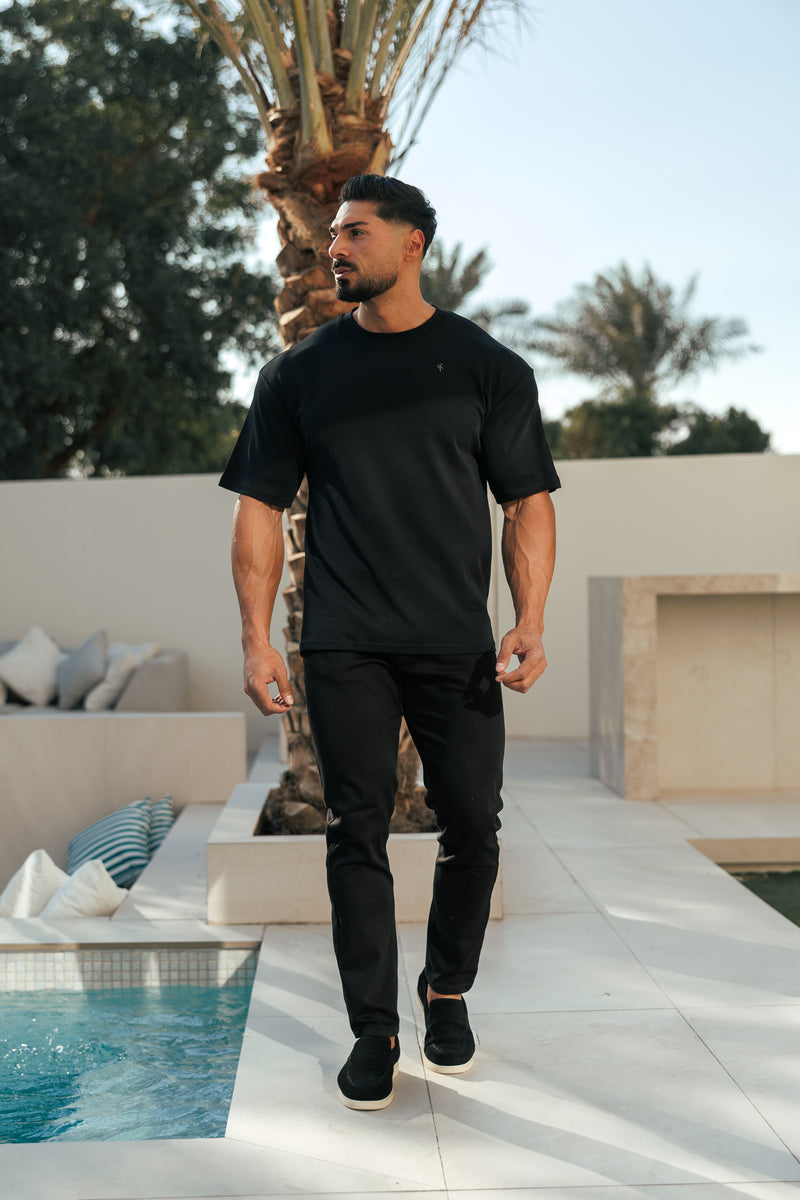 Father Sons Classic Black / Black Oversized Crew T Shirt - FSH1418