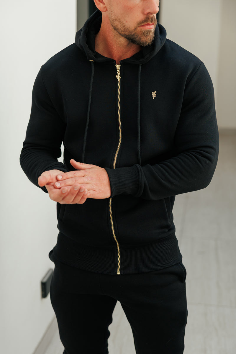 FS Black / Gold Full Zip Hoodie with Pockets - FSH1438 (PRE ORDER 16TH DECEMBER)