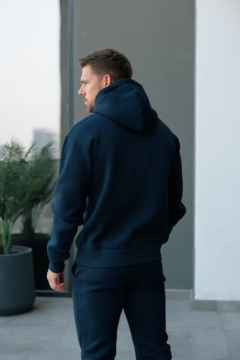 FS Navy Oversized Hoodie With Functional FS Stud - FSR002