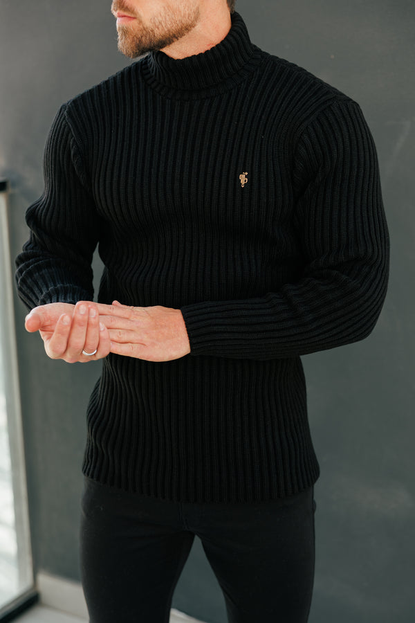 Father Sons Ribbed Knit Black Roll Neck Jumper - FSJ113 (PRE ORDER 12TH NOVEMBER)