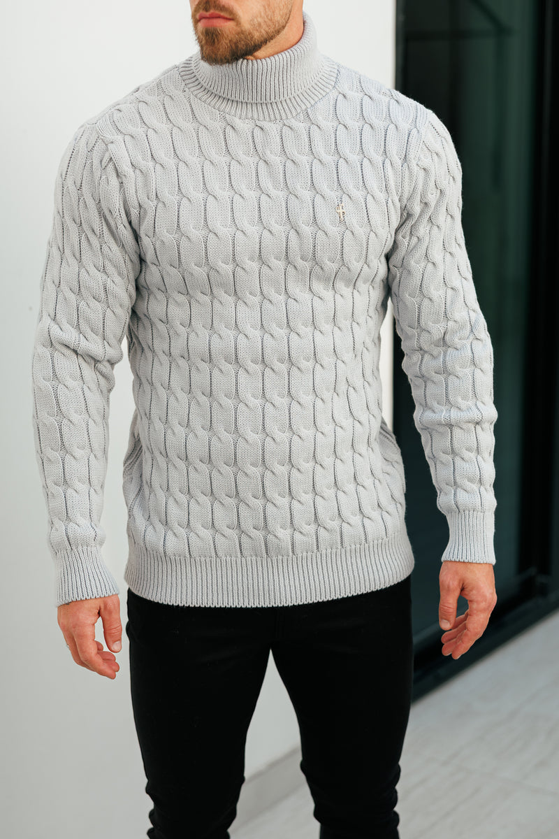 Father Sons Link Weave Knit Cop Grey Roll Neck Jumper - FSJ104 (PRE ORDER 12TH NOVEMBER)