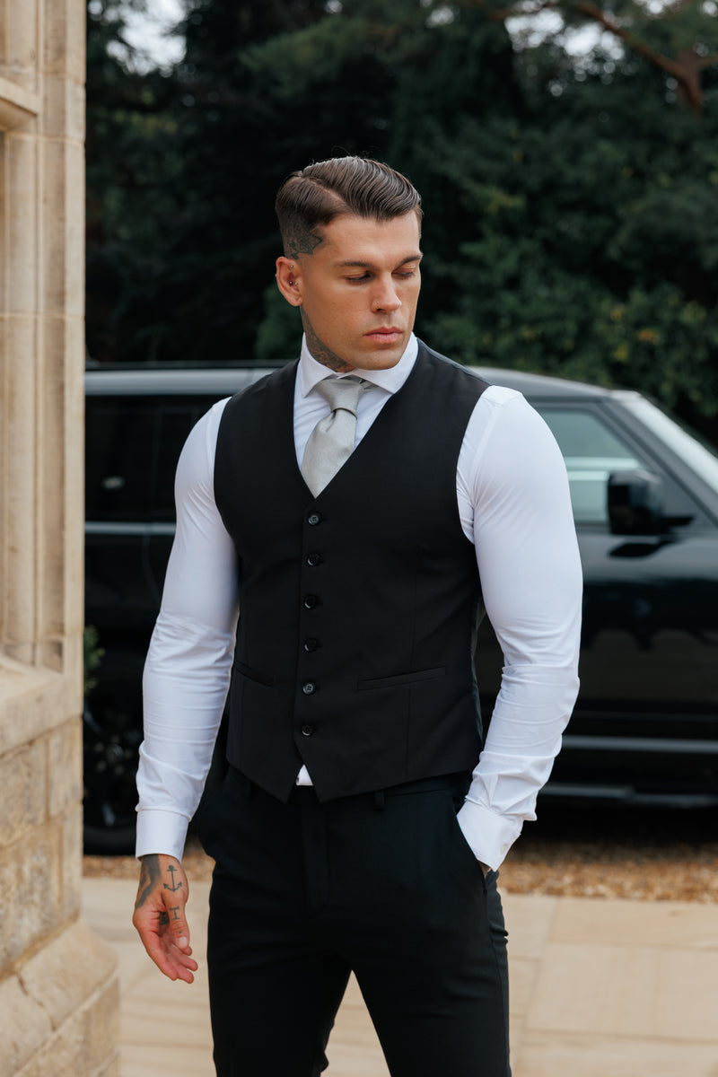 Father Sons Slim Formal Waistcoat Black - FSW010