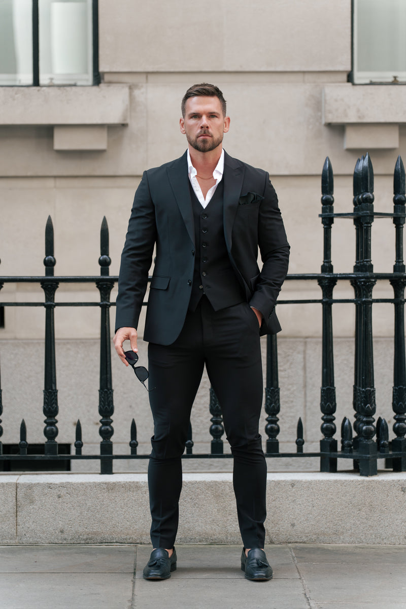 Father Sons Slim Formal Black Stretch Trousers - FST037 (PRE ORDER 14TH AUGUST)