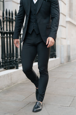 Father Sons Slim Formal Black Stretch Trousers - FST037 (PRE ORDER 14TH AUGUST)