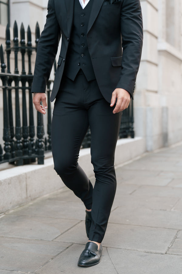 Father Sons Slim Formal Black Stretch Trousers - FST037 (PRE ORDER 14TH AUGUST)