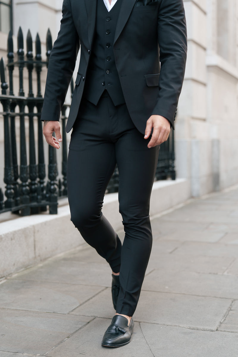 Father Sons Slim Formal Black Stretch Trousers - FST037 (PRE ORDER 14TH AUGUST)