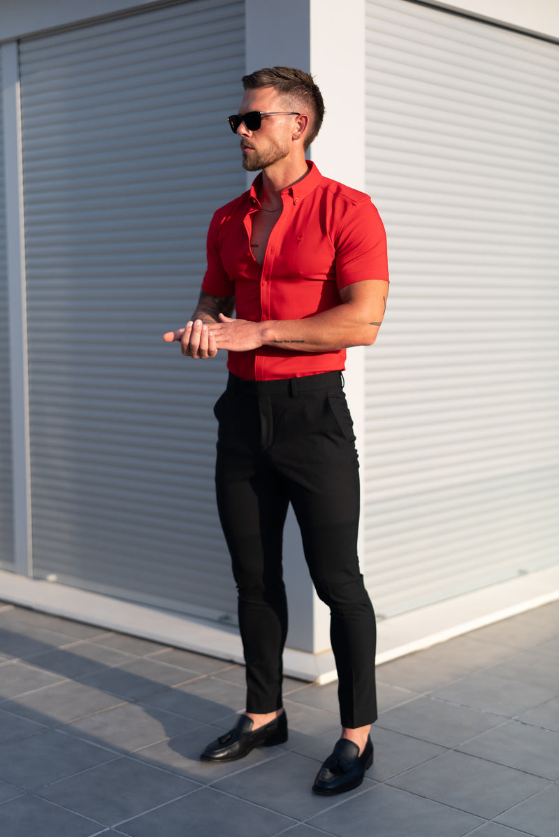FS Super Slim SS Postbox Red Scuba with Button Down Collar - FS1189