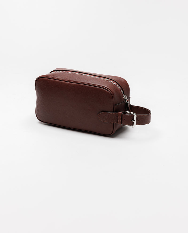 Father Sons Dark Tan Leather Wash Bag - FSH1393
