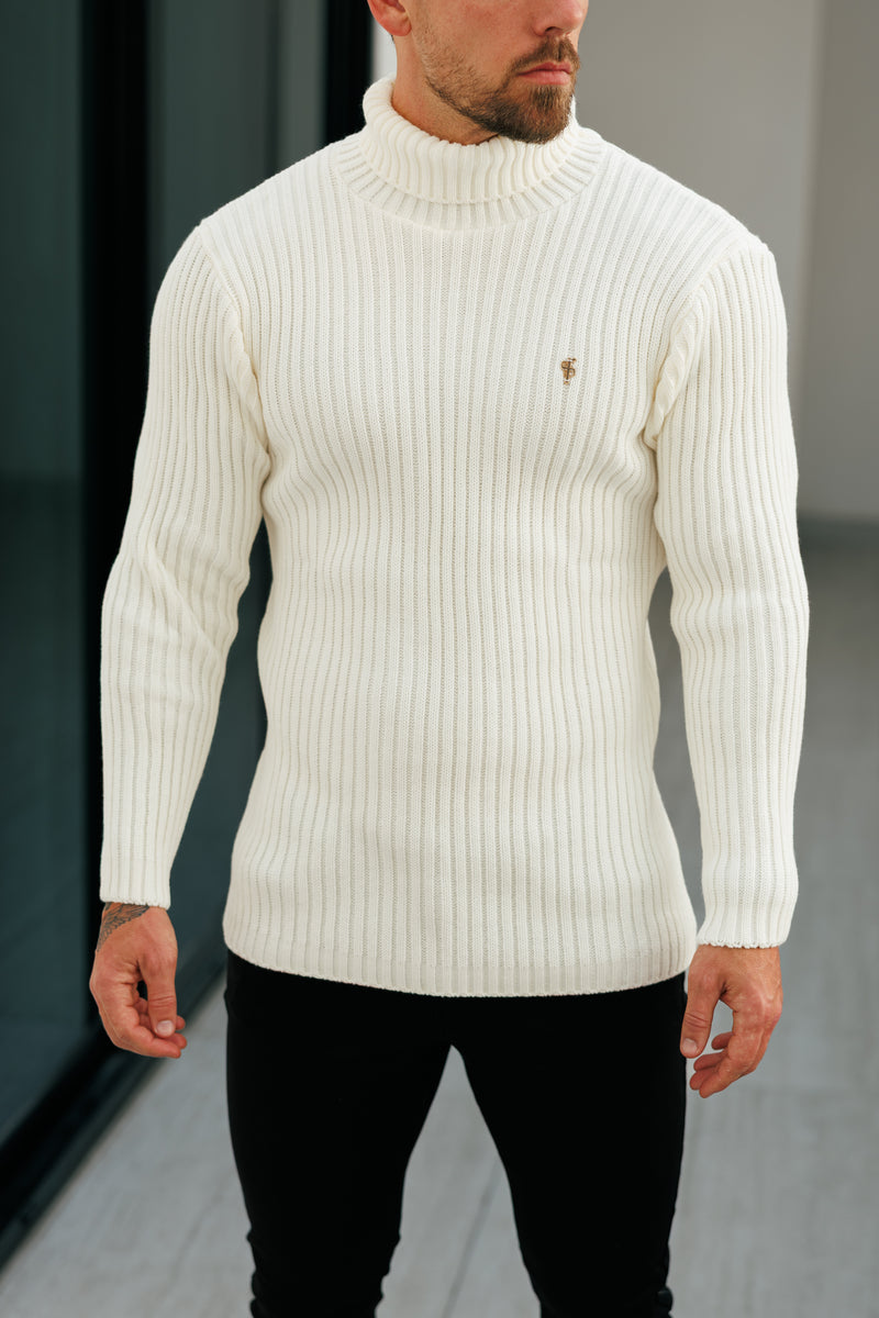 Father Sons Ribbed Knit Cream Roll Neck Jumper - FSJ114 (PRE ORDER 12TH NOVEMBER)