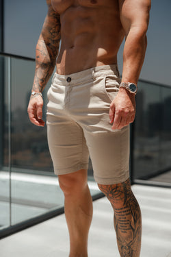 Father Sons Slim Fit New Beige Chino Shorts - FSH983