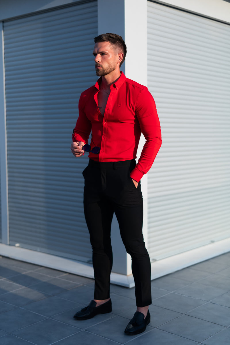FS Super Slim LS Postbox Red Scuba with Button Down Collar - FS1186
