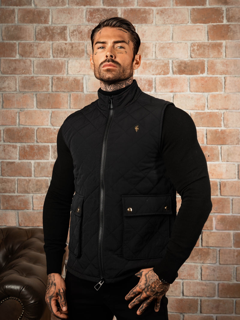 FS Black Padded Gilet With Front Pockets  - FSN209