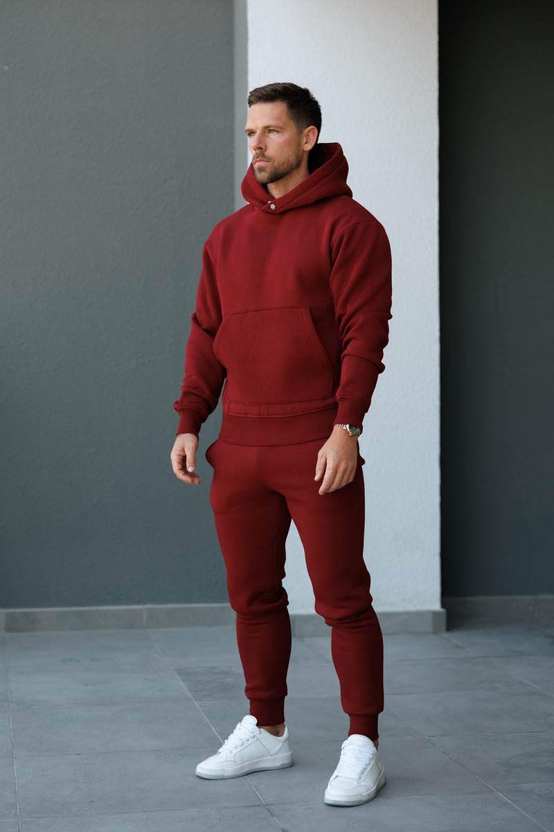 FS Burgundy Oversized Hoodie With Functional FS Stud - FSR008